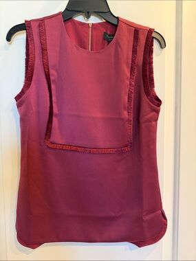Ted Baker London Wine Red Sleeveless Fringe Trim Blouse -NWT